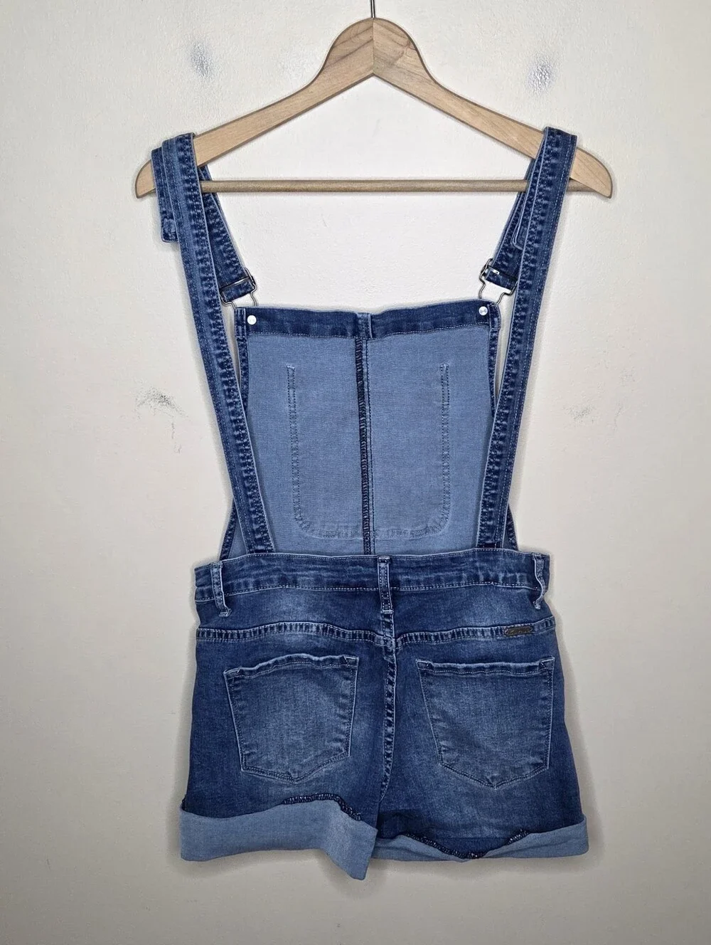 Kancan Distressed Denim Short Overalls Size Medium Y2K Nostalgia